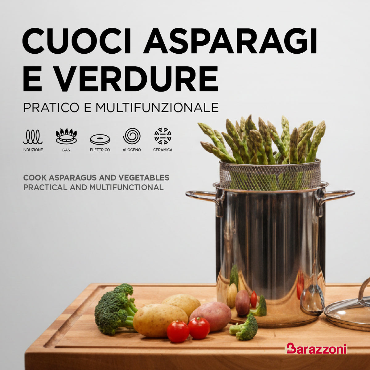 Cuoci asparagi, verdure e pasta