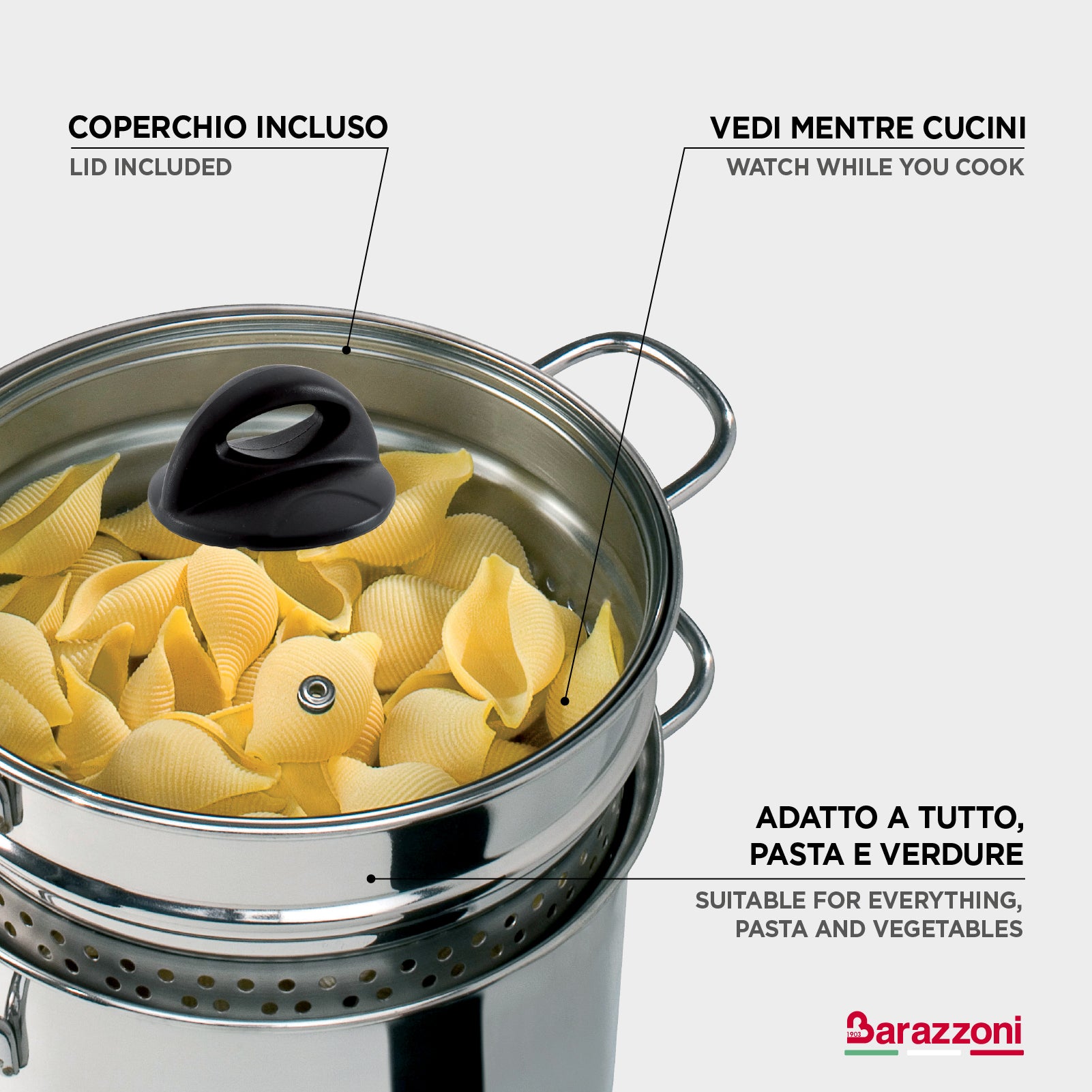 Spaghetti pot with heat-diffusing bottom
