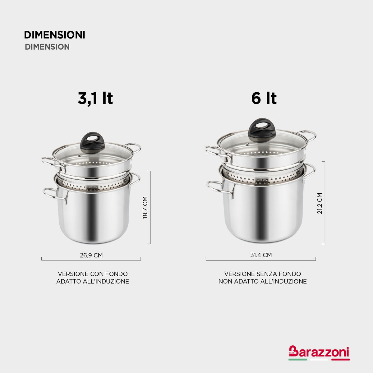 Spaghetti pot with heat-diffusing bottom