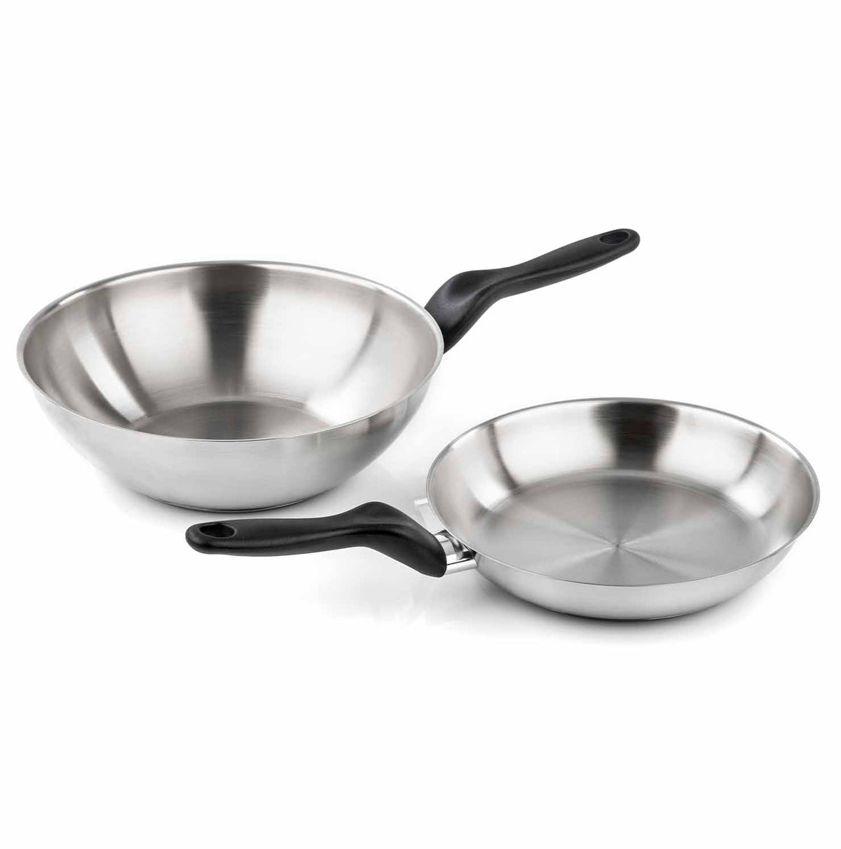 Set inox 2 pezzi - Padella 24 cm + Wok 28 cm