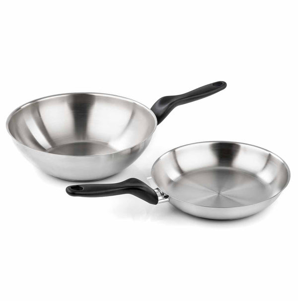 Set inox 2 pezzi - Padella 24 cm + Wok 28 cm