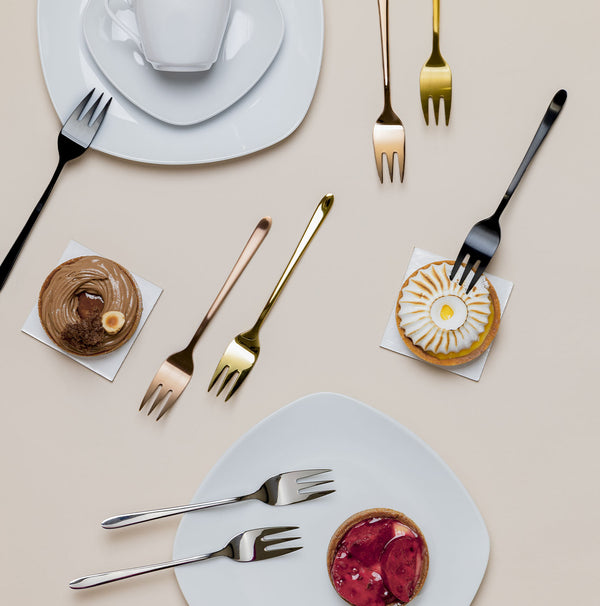 Satin titanium malachite - set of 6 dessert forks