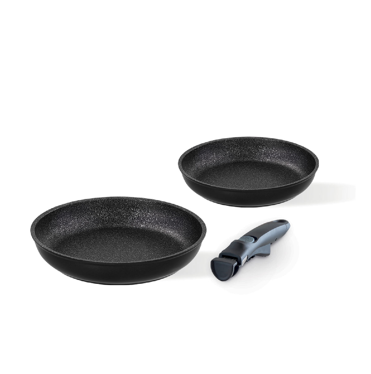 Set antiaderente 2 padelle 20/24 cm + manico staccabile