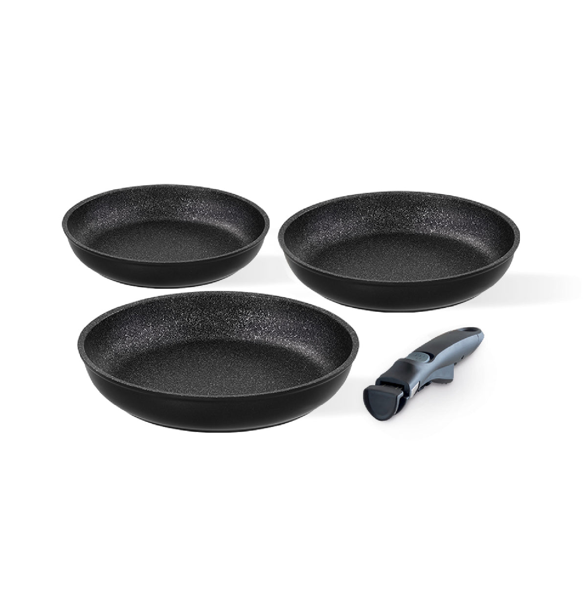Non-stick trio - frying pans cm 20/24/28 + detachable handle