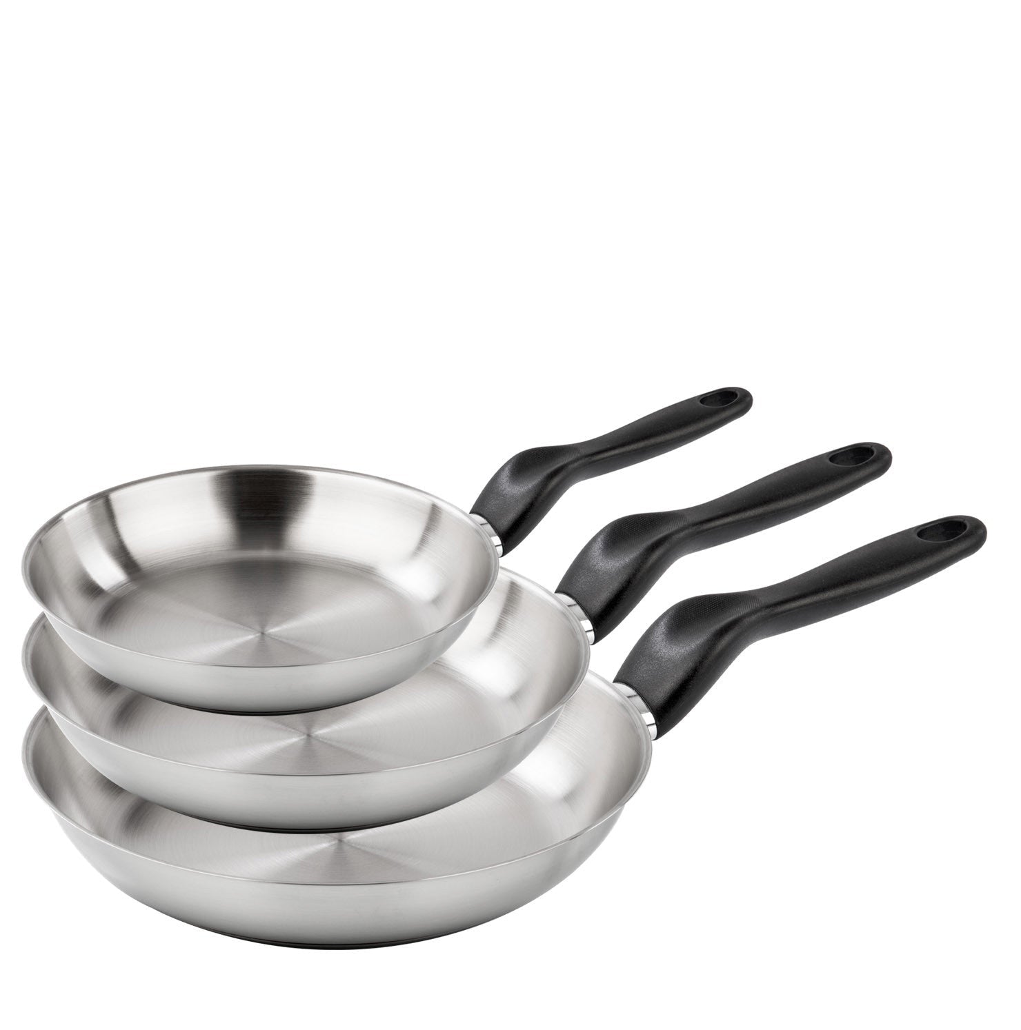 Stainless steel trio - set of 3 pans 20/24/28 cm